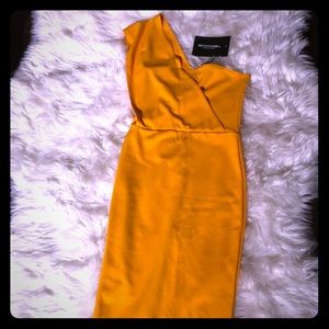 Mustard yellow misguided midi dress